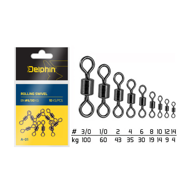 Krętlik walcowy Delphin - Rolling Swivel A-01/10szt
